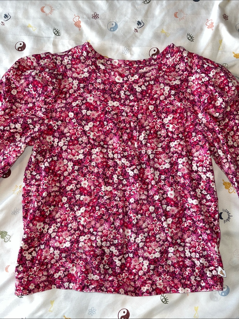 GAP Pink Floral Long-Sleeve Crew Top